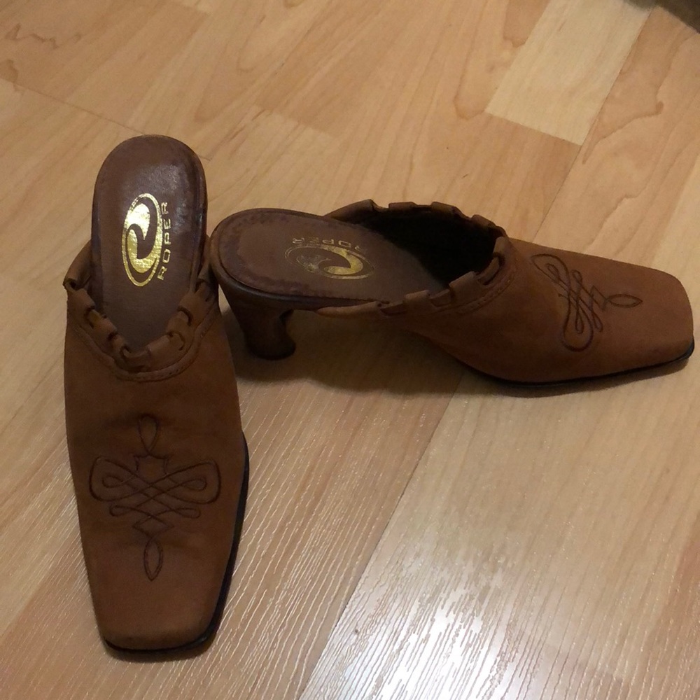 Brown suede vintage mules 90s